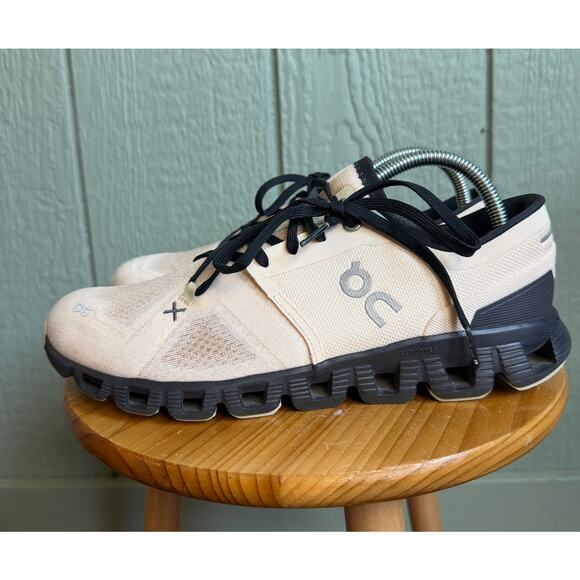 Women's On Cloud X 3 Running Shoes 9.5 Beige/Pink - Picture 1 of 9